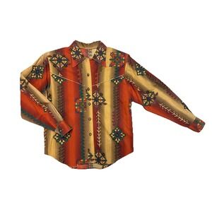 Vintage Womens Western Shirt Aztec Southwestern Button Up Rodeo Cowgirl